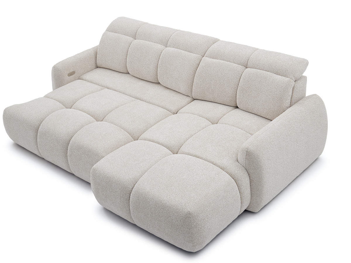Canapé d'angle convertible avance-recule électrique RUBY tissu chenille