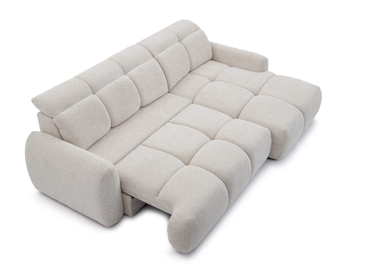 Canapé d'angle convertible avance-recule électrique RUBY tissu chenille