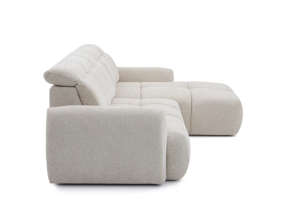 Canapé d'angle convertible avance-recule électrique RUBY tissu chenille