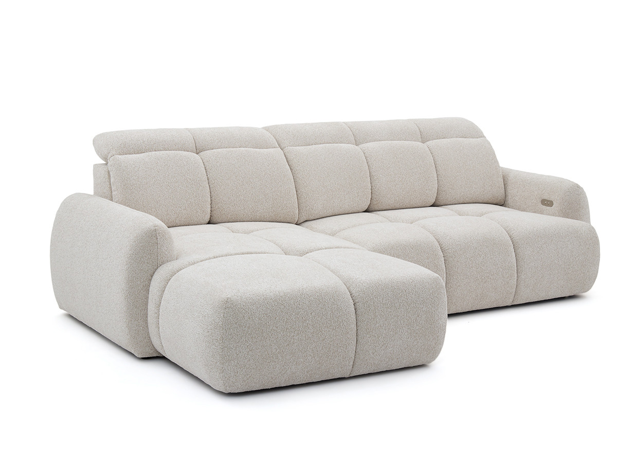 Canapé d'angle convertible avance-recule électrique RUBY tissu chenille