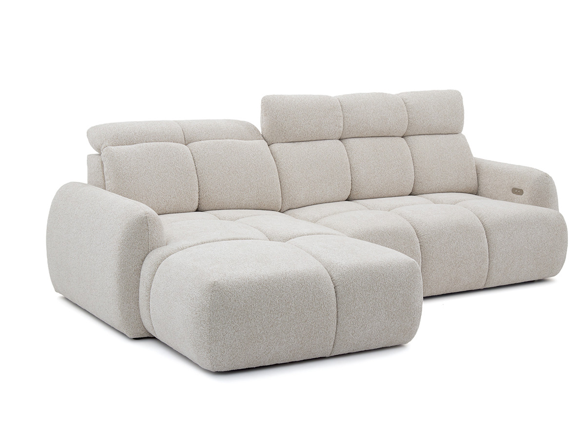 Canapé d'angle convertible avance-recule électrique RUBY tissu chenille