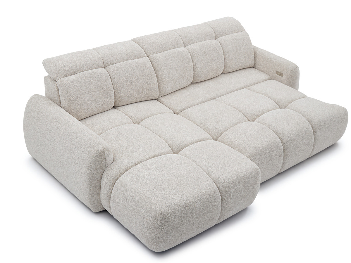 Canapé d'angle convertible avance-recule électrique RUBY tissu chenille