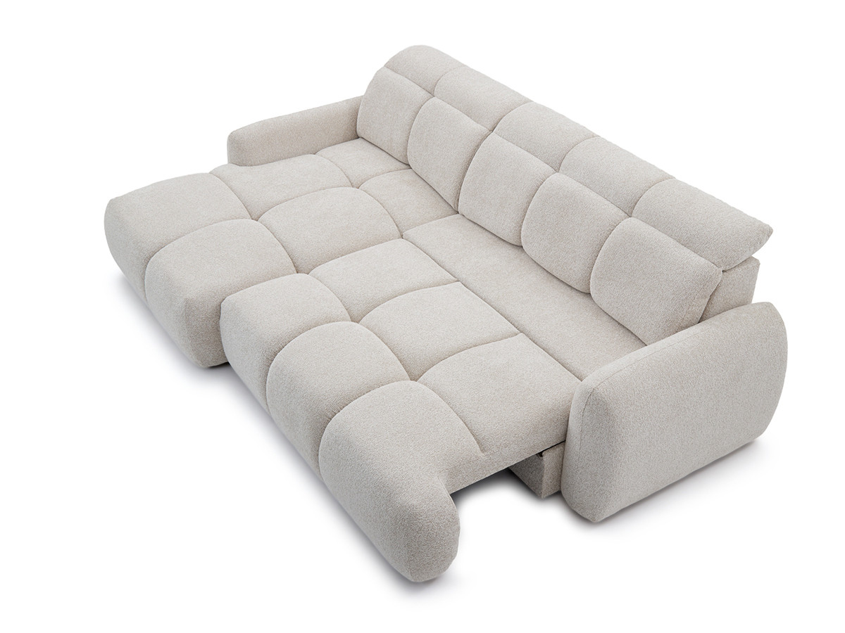Canapé d'angle convertible avance-recule électrique RUBY tissu chenille