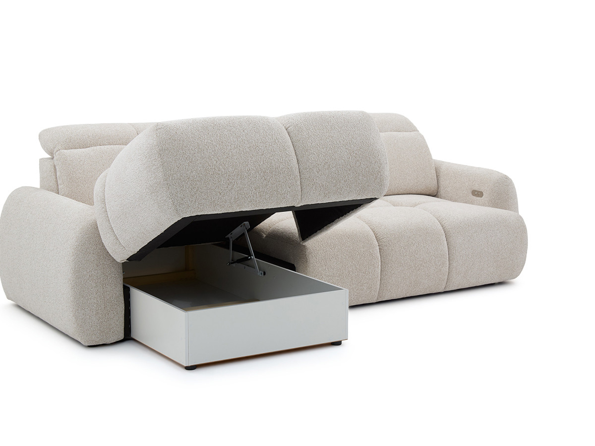 Canapé d'angle convertible avance-recule électrique RUBY tissu chenille