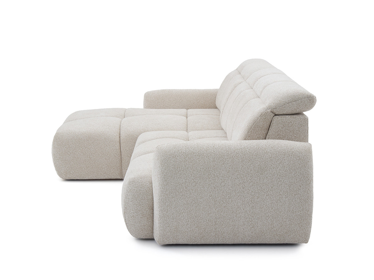 Canapé d'angle convertible avance-recule électrique RUBY tissu chenille