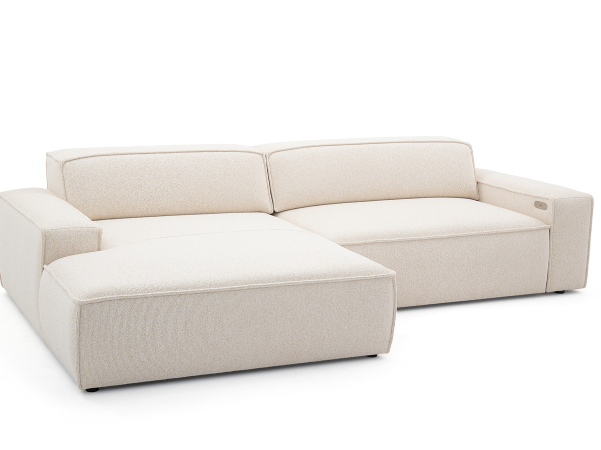Canapé d'angle convertible avance-recule électrique ABEL tissu chiné