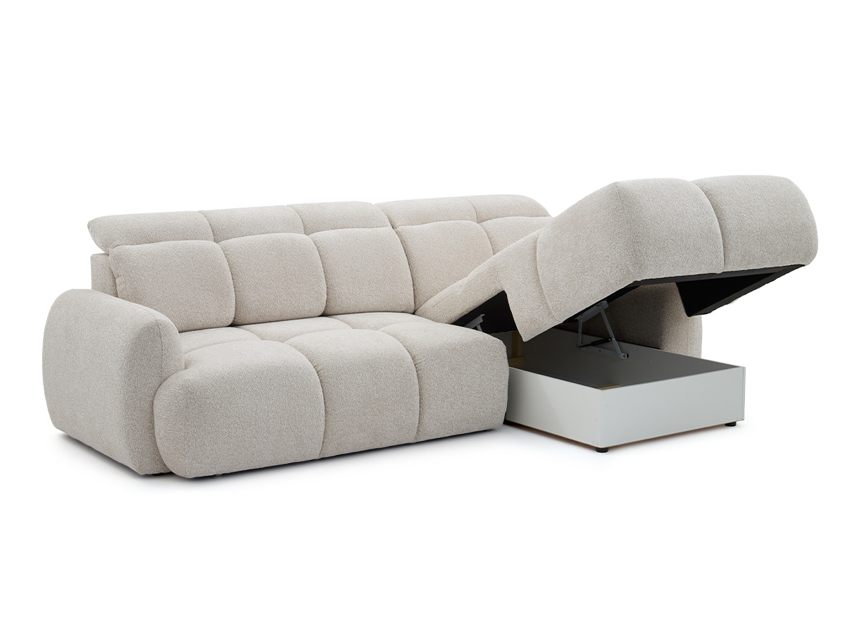 Canapé d'angle convertible avance-recule électrique RUBY tissu chenille
