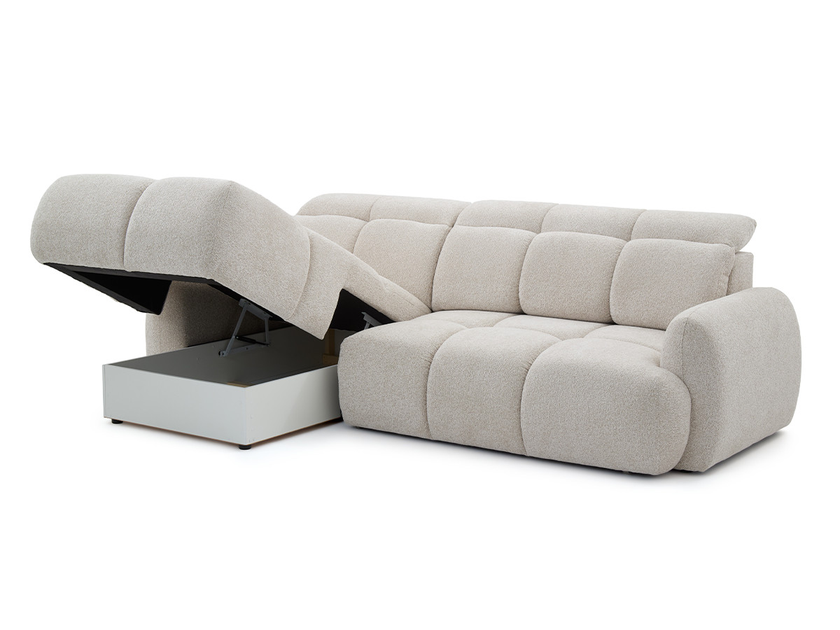 Canapé d'angle convertible avance-recule électrique RUBY tissu chenille