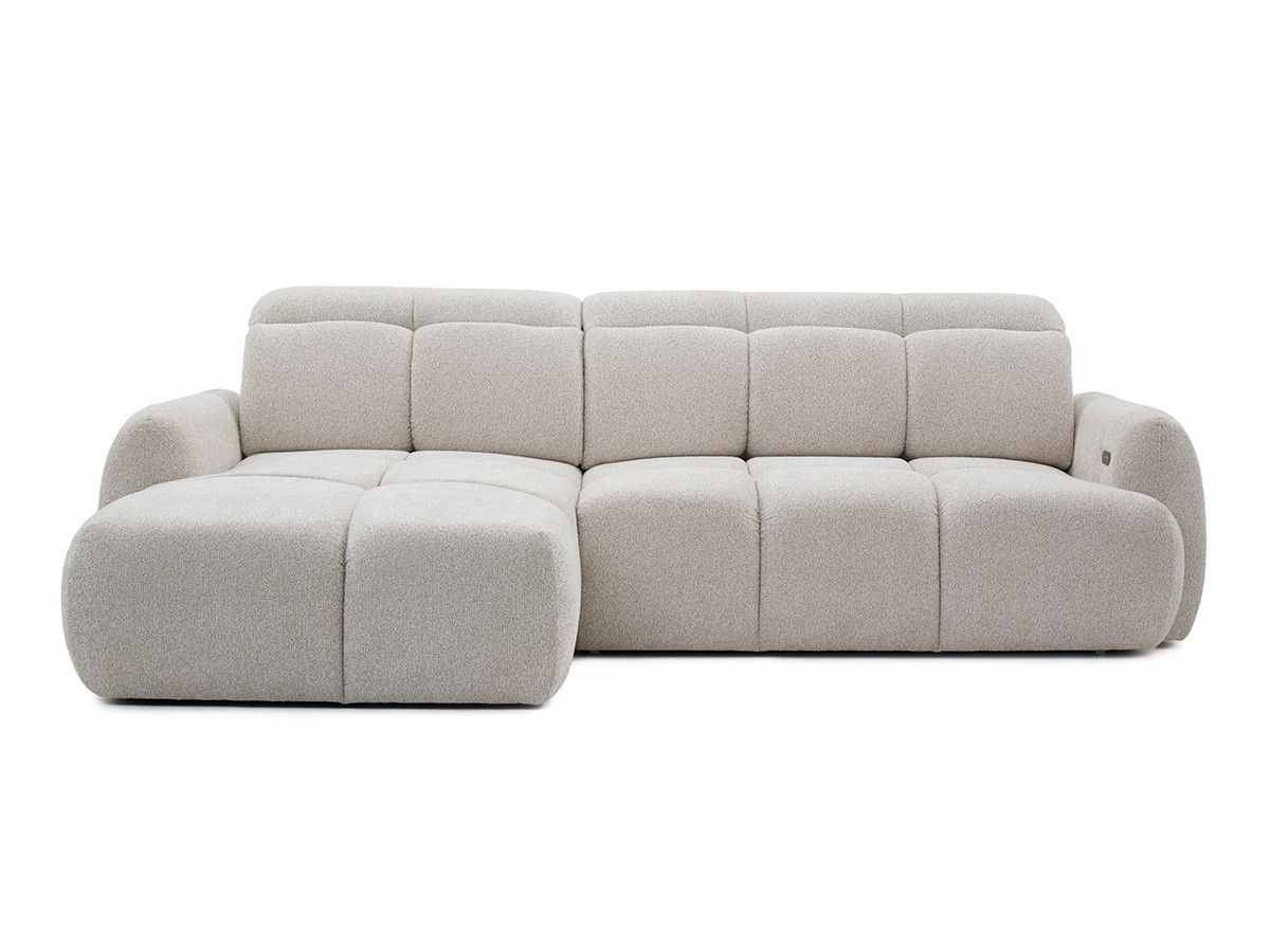 Canapé d'angle convertible avance-recule électrique RUBY tissu chenille