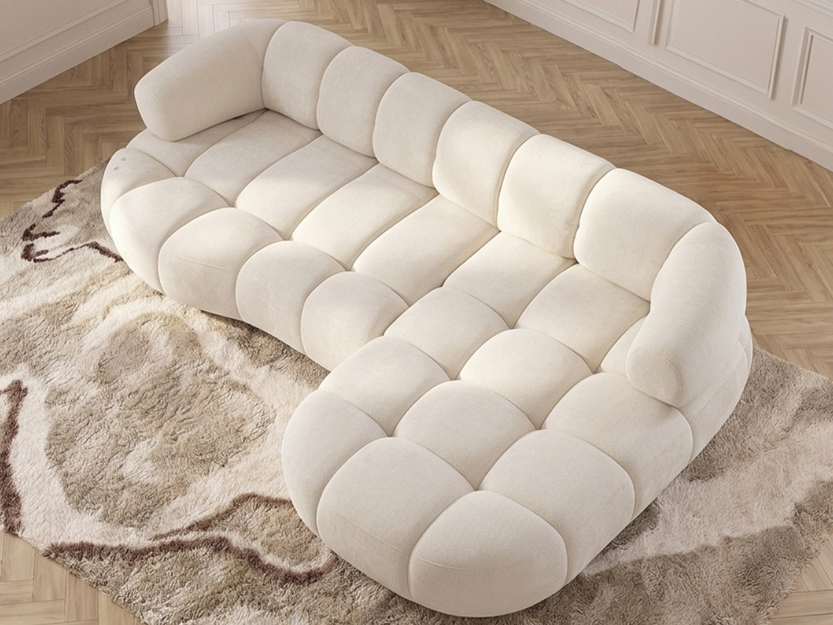 Canapé d'angle convertible avance-recule électrique LOVELY tissu lisse