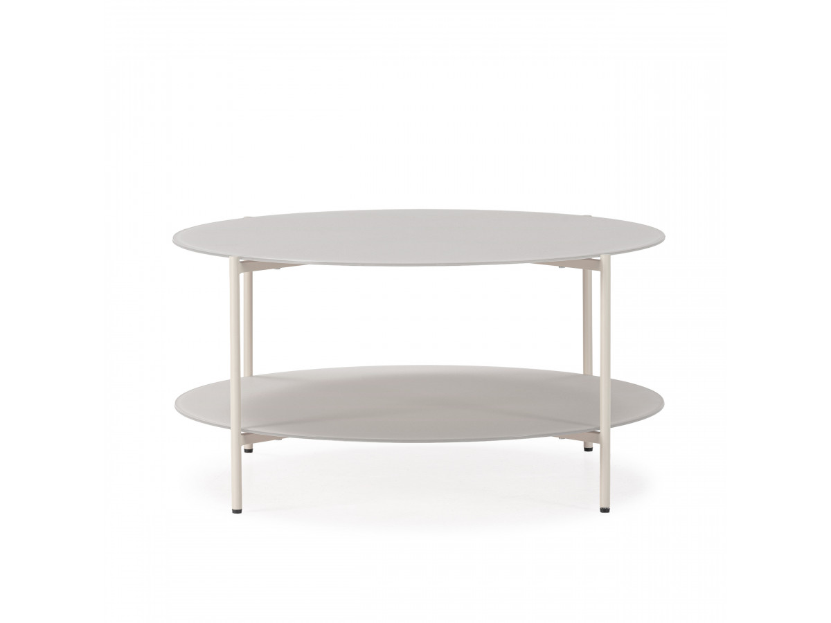 Salontafel D.80 cm MELI van metaal en gehard glas
