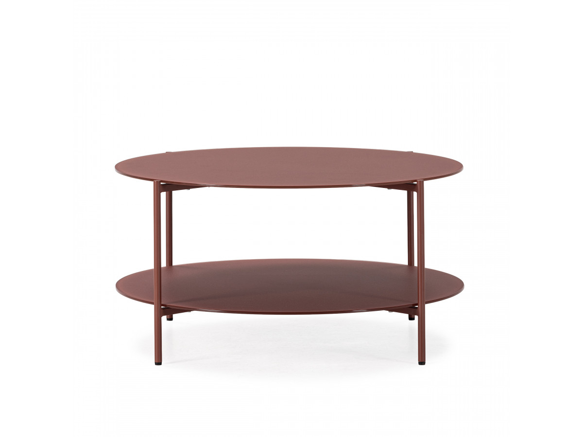 Table basse D.80 cm MELI métal et verre trempé rouge — vue 5