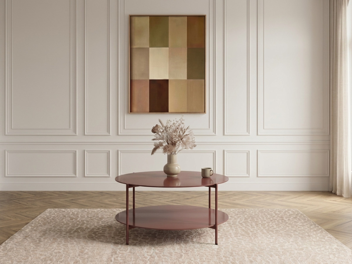 Table basse D.80 cm MELI métal et verre trempé