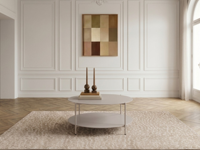 Table basse D.80 cm THOMAS métal et verre trempé