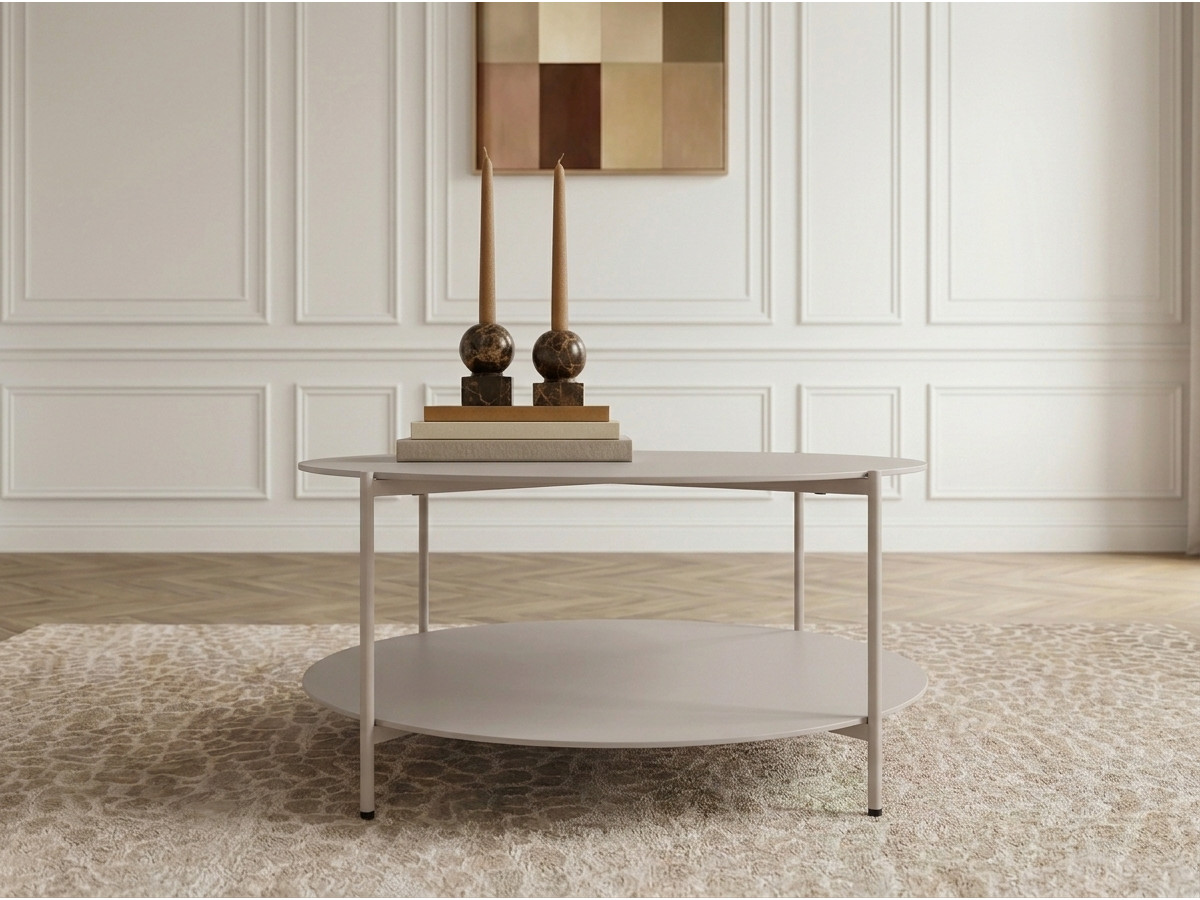 Salontafel D.80 cm MELI van metaal en gehard glas