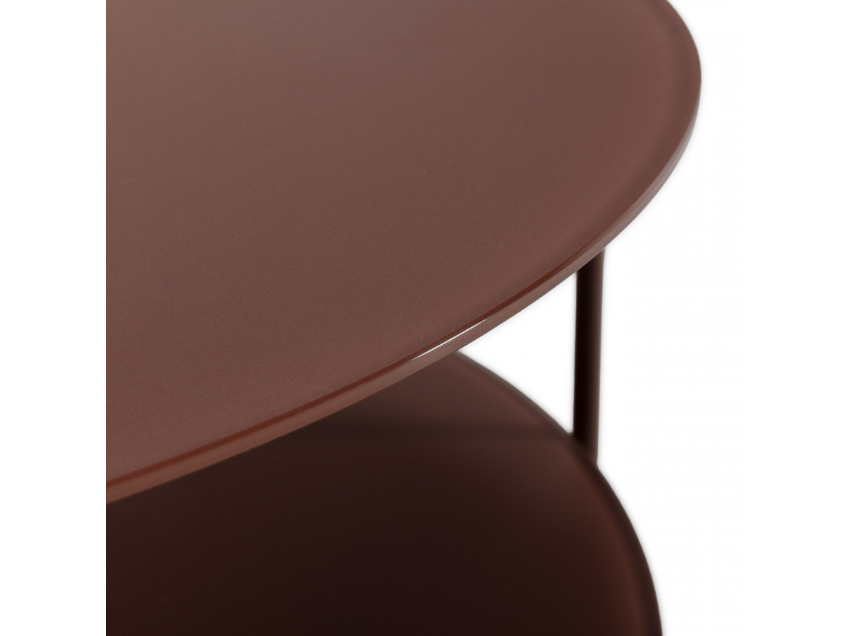 Table basse D.80 cm MELI métal et verre trempé rouge — vue 6
