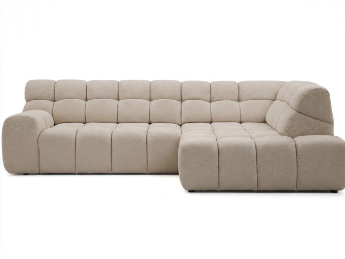 Canapé d'angle L convertible avance-recule électrique ANDRE tissu texturé