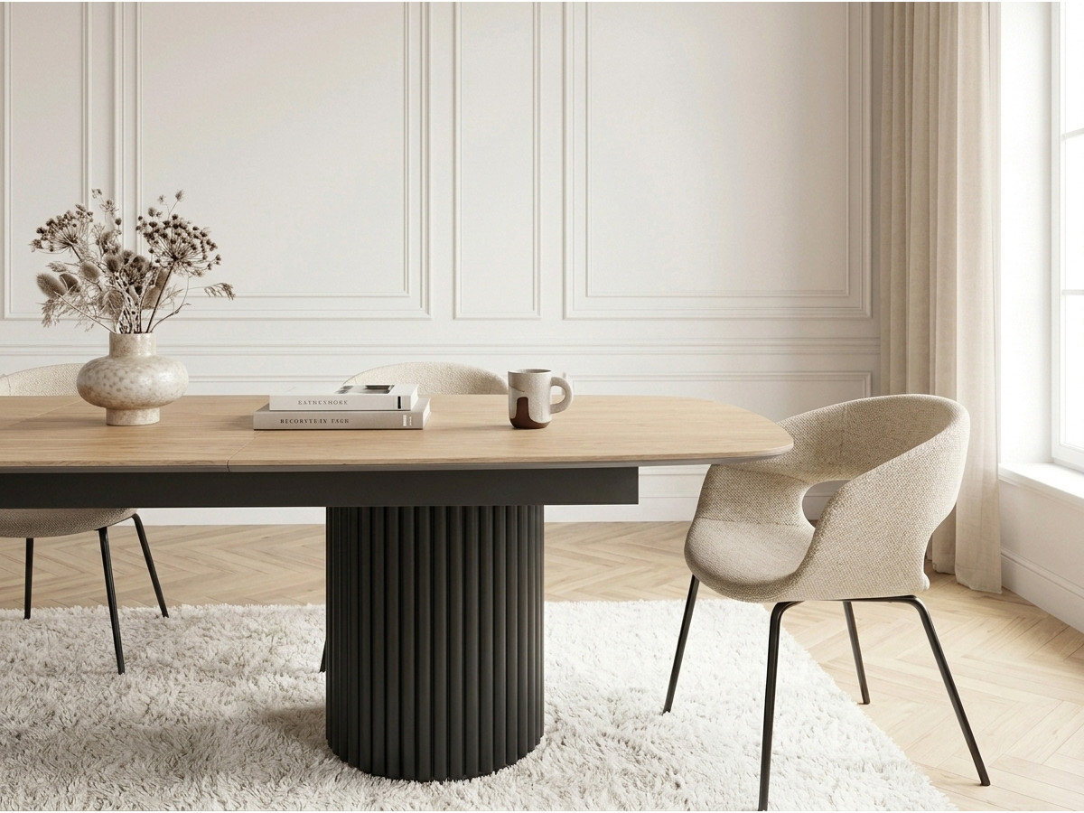 Table à manger extensible BRAGA placage chêne massif — vue 4