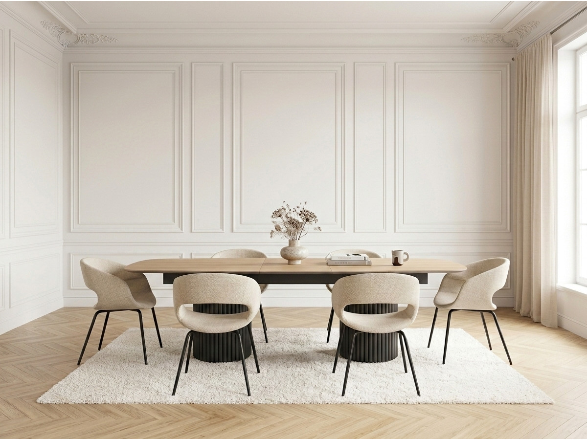 Table à manger extensible BRAGA placage chêne massif