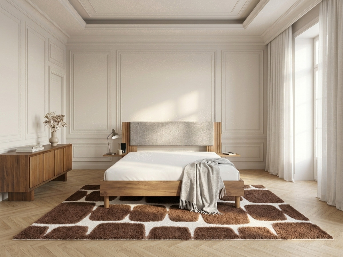 LIOR bed met massieve lattenbodem en poten van natuurlijk hout