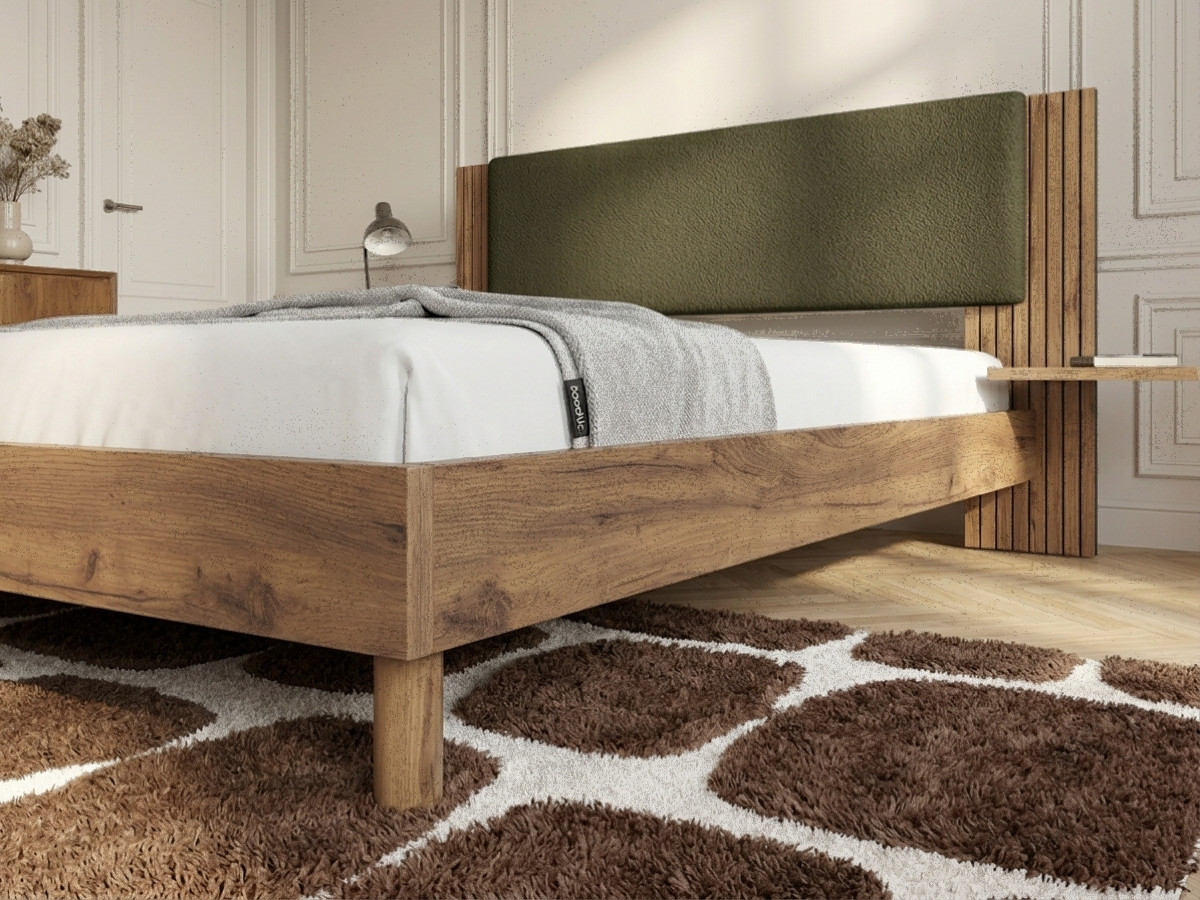 Lit LIOR lattes massives pieds en bois naturel vert — vue 5