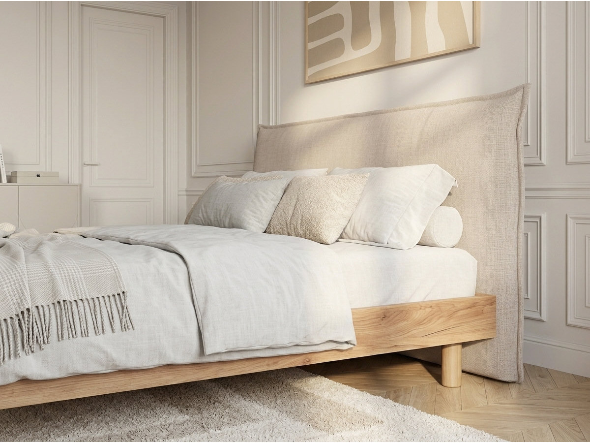 Lit CHARLIE avec lattes massives beige — vue 4