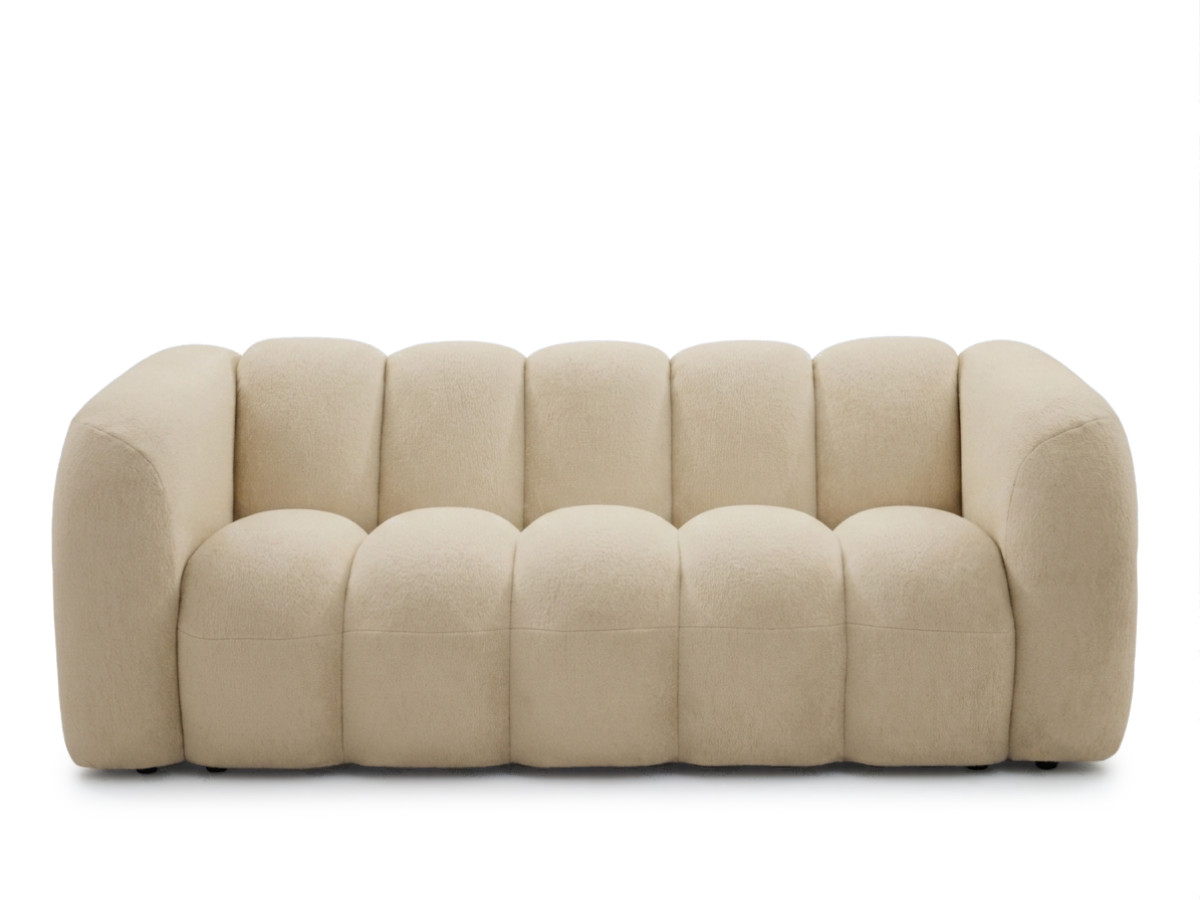 vaste 3-zits rechte zetel curvy in chenillestof gekleurd beige