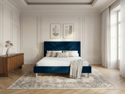 Lit ROMANE avec lattes massives tissu velours