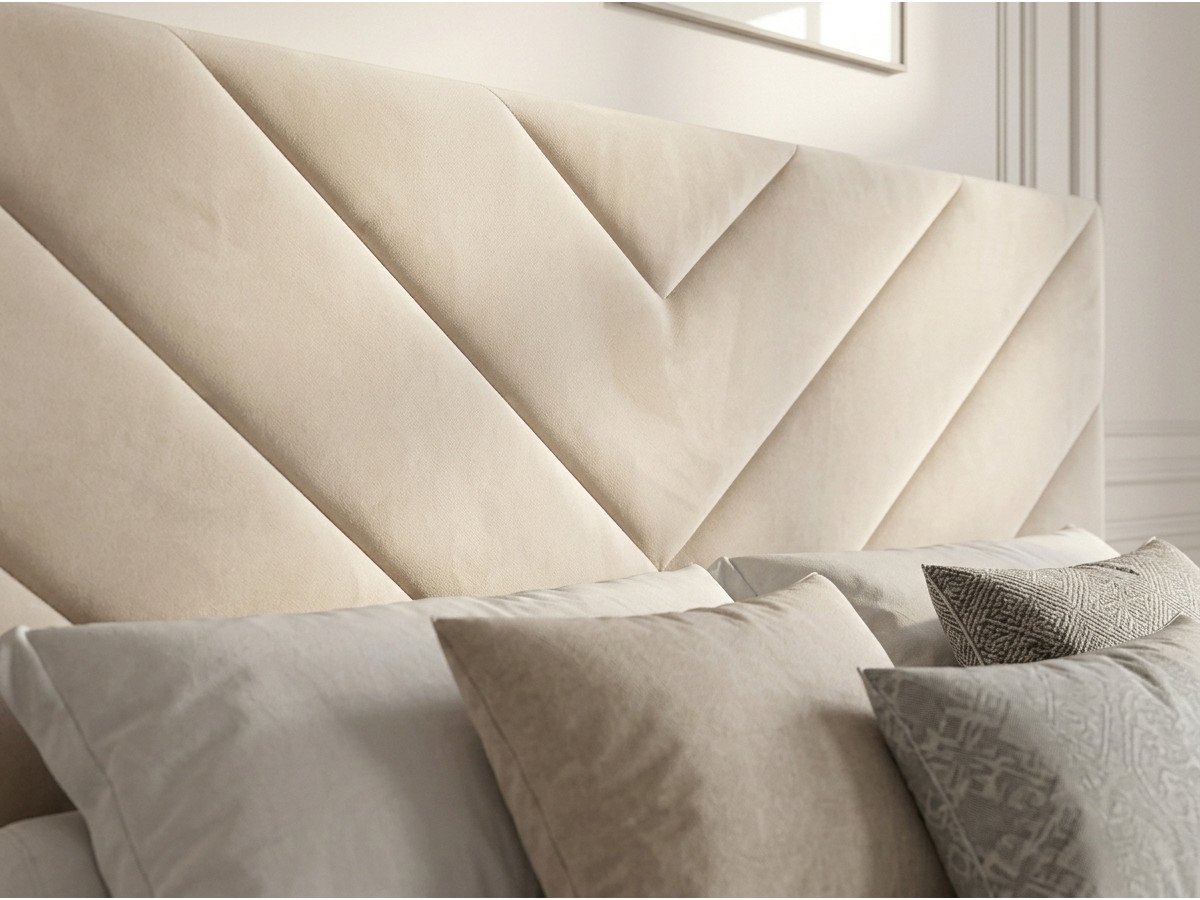 Lit ROMANE avec lattes massives tissu velours