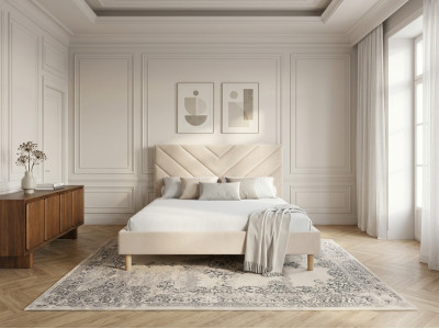 Lit ROMANE avec lattes massives tissu velours