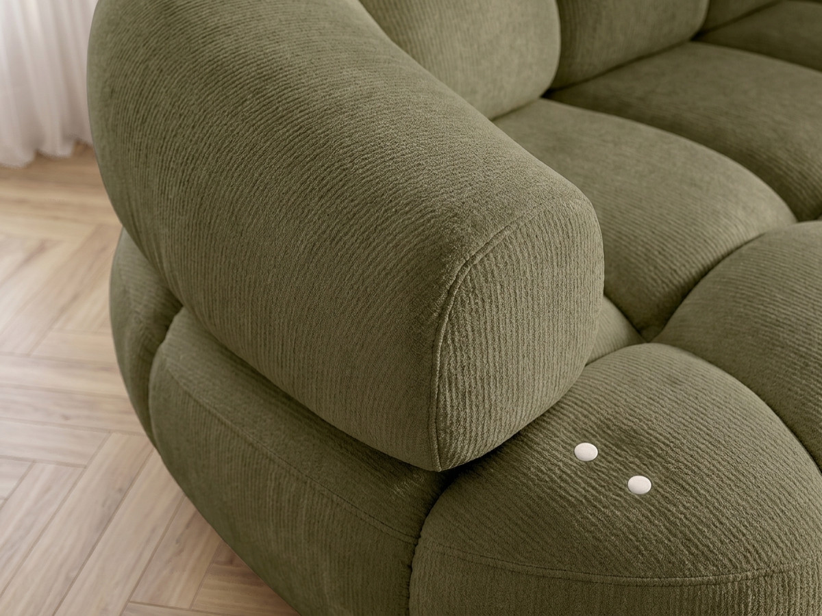 Canapé d'angle convertible avance-recule électrique LOVELY lisse vert — vue 5