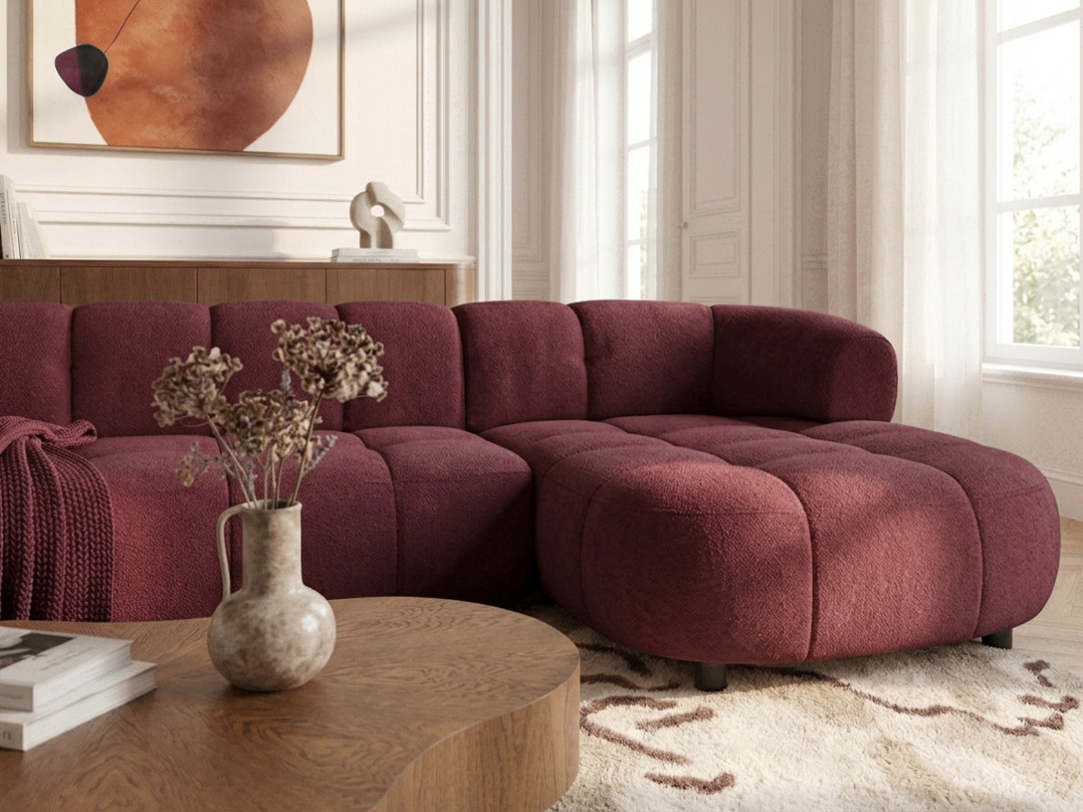 Canapé d'angle convertible avance-recule électrique LOVELY lisse rouge — vue 5