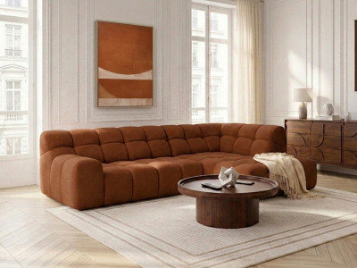 Canapé d'angle L convertible avance-recule électrique ANDRE tissu texturé