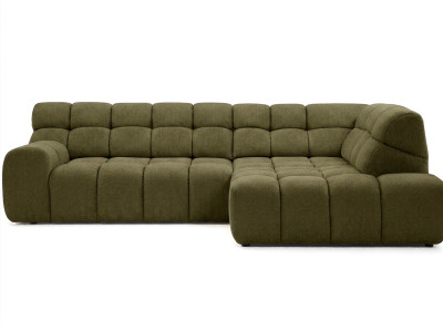 Canapé d'angle L convertible avance-recule électrique ANDRE tissu texturé