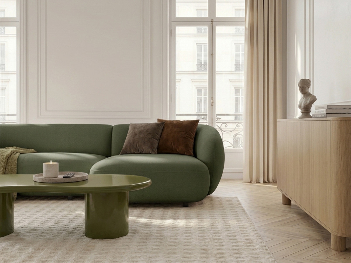 Canapé d'angle convertible avance-recule électrique HALO lisse vert — vue 5