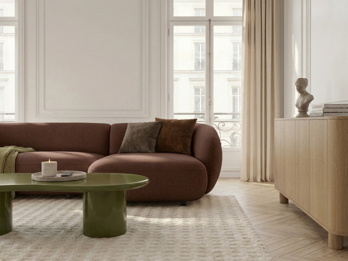 Canapé d'angle convertible avance-recule électrique HALO lisse marron — vue 5
