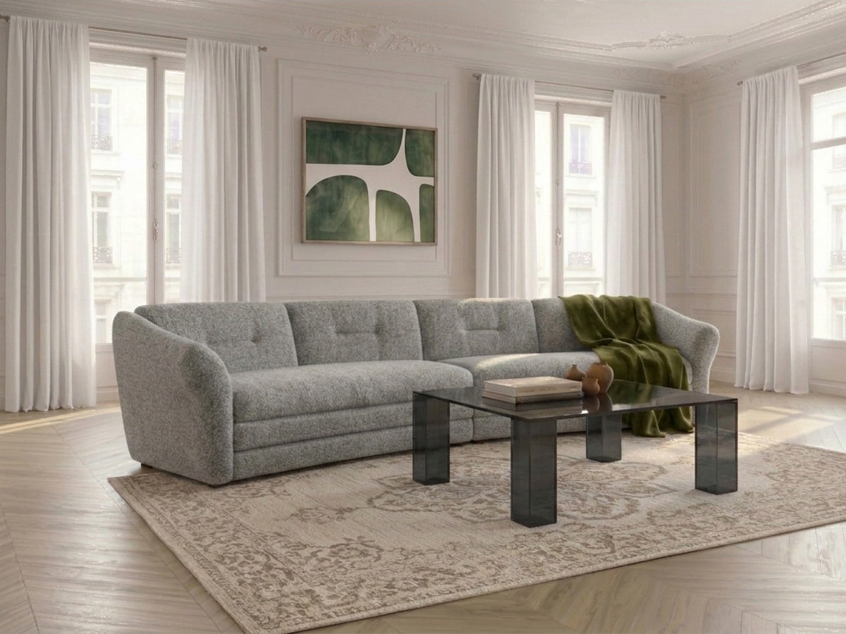 Vaste 4-zit zetel MARBLE van gemêleerde stof