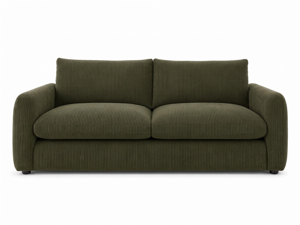 canapé droit convertible ouverture express 3 places archi tissu velours côtelé gaufré de couleur vert