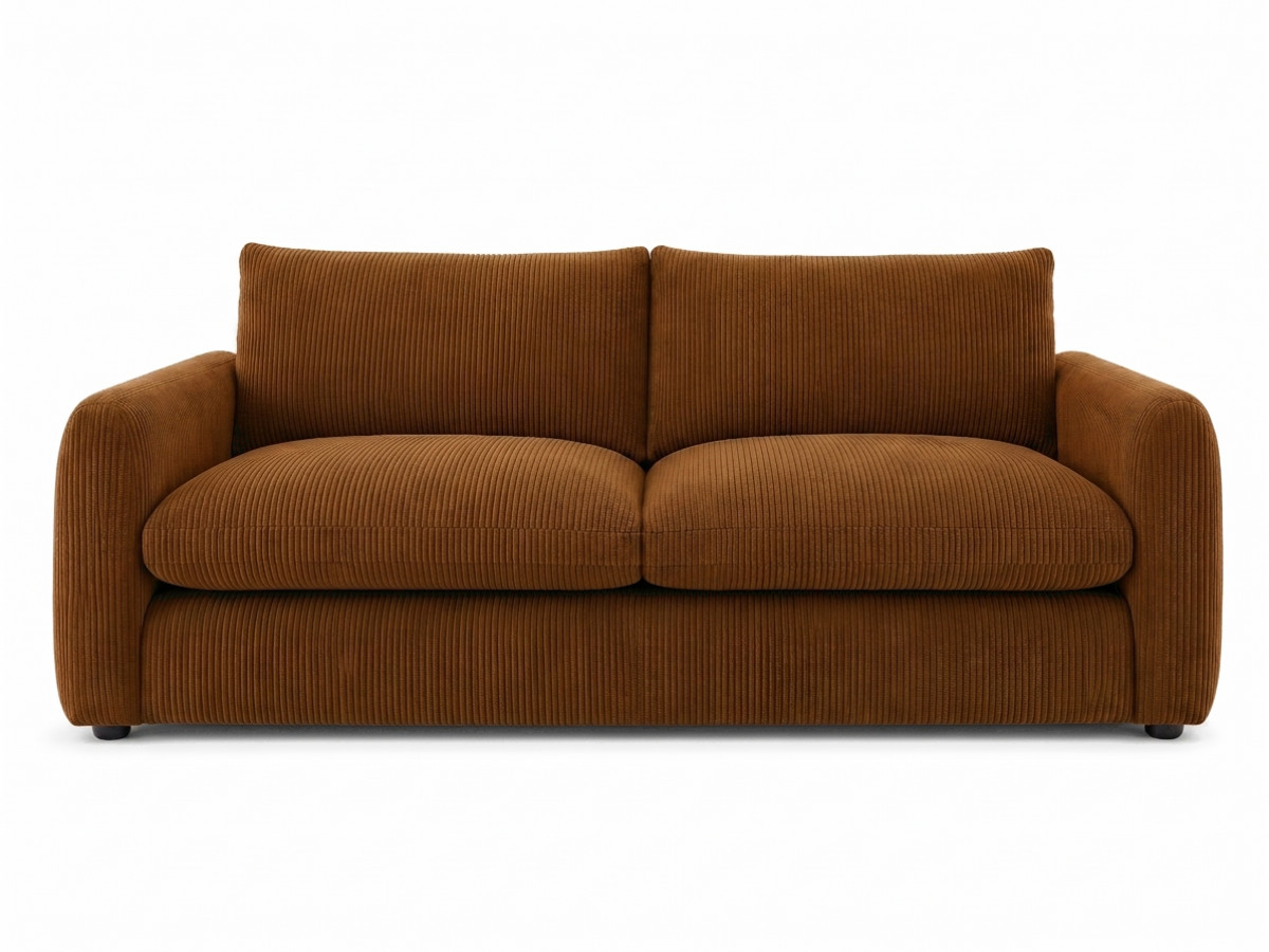 canapé droit convertible ouverture express 3 places archi tissu velours côtelé gaufré de couleur orange