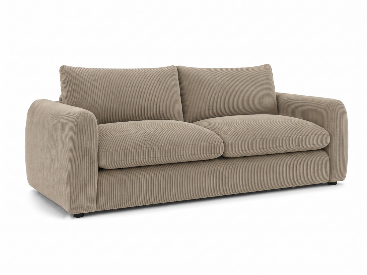 Canapé droit convertible ouverture express 3 places ARCHI tissu velours côtelé gaufré