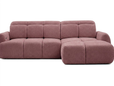 Canapé d'angle convertible avance-recule électrique RUBY tissu chenille