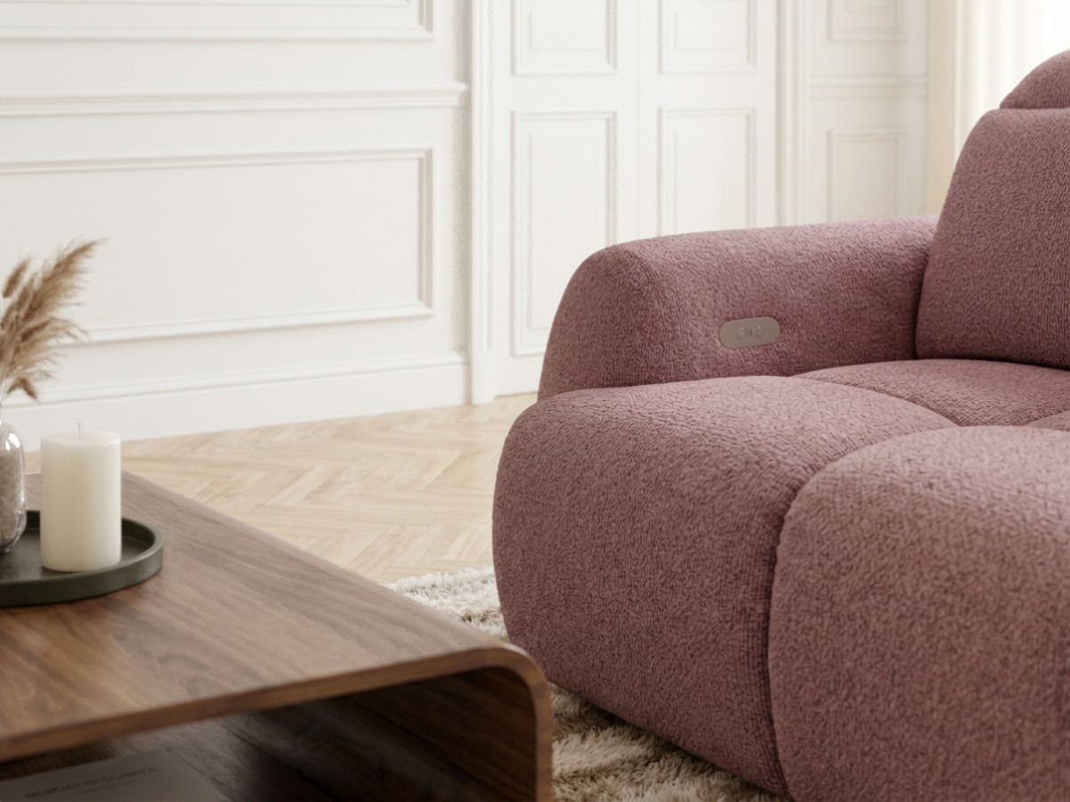 Canapé d'angle convertible avance-recule électrique RUBY chenille rouge — vue 5