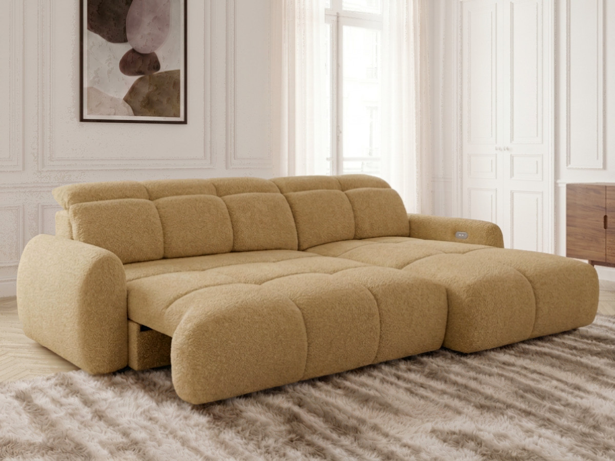 Narożnik rozkładany z elektryczną regulacją głębokości siedziska RUBY tkanina gładka