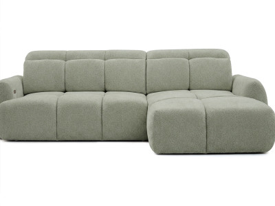 Canapé d'angle convertible avance-recule électrique RUBY tissu chenille