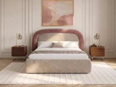 Lit coffre SIMONE tissu velours lisse