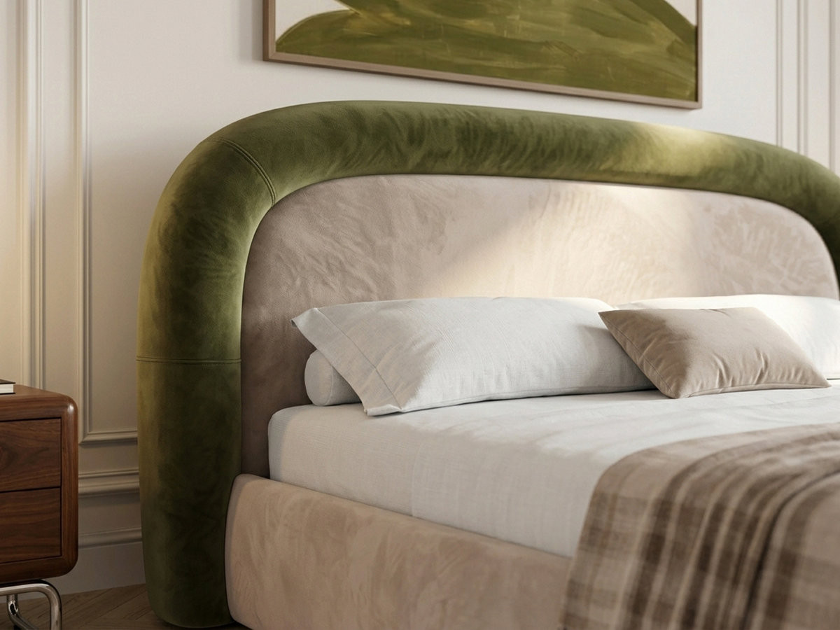 Lit coffre SIMONE velours lisse vert — vue 5