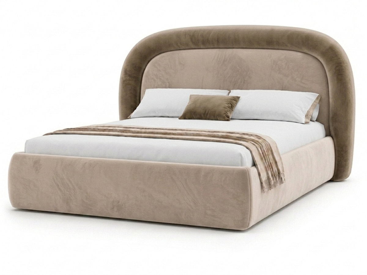 Lit coffre SIMONE tissu velours lisse