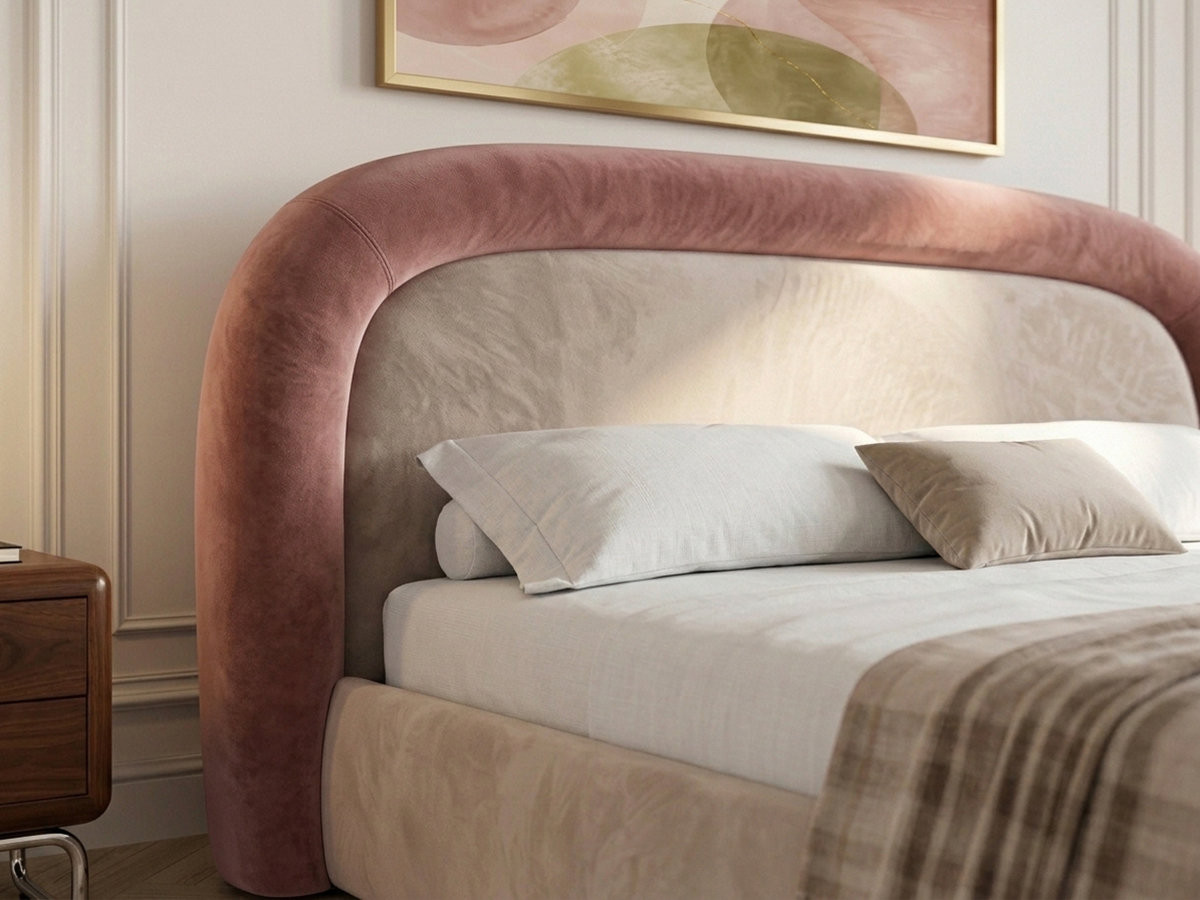 Lit coffre SIMONE tissu velours lisse