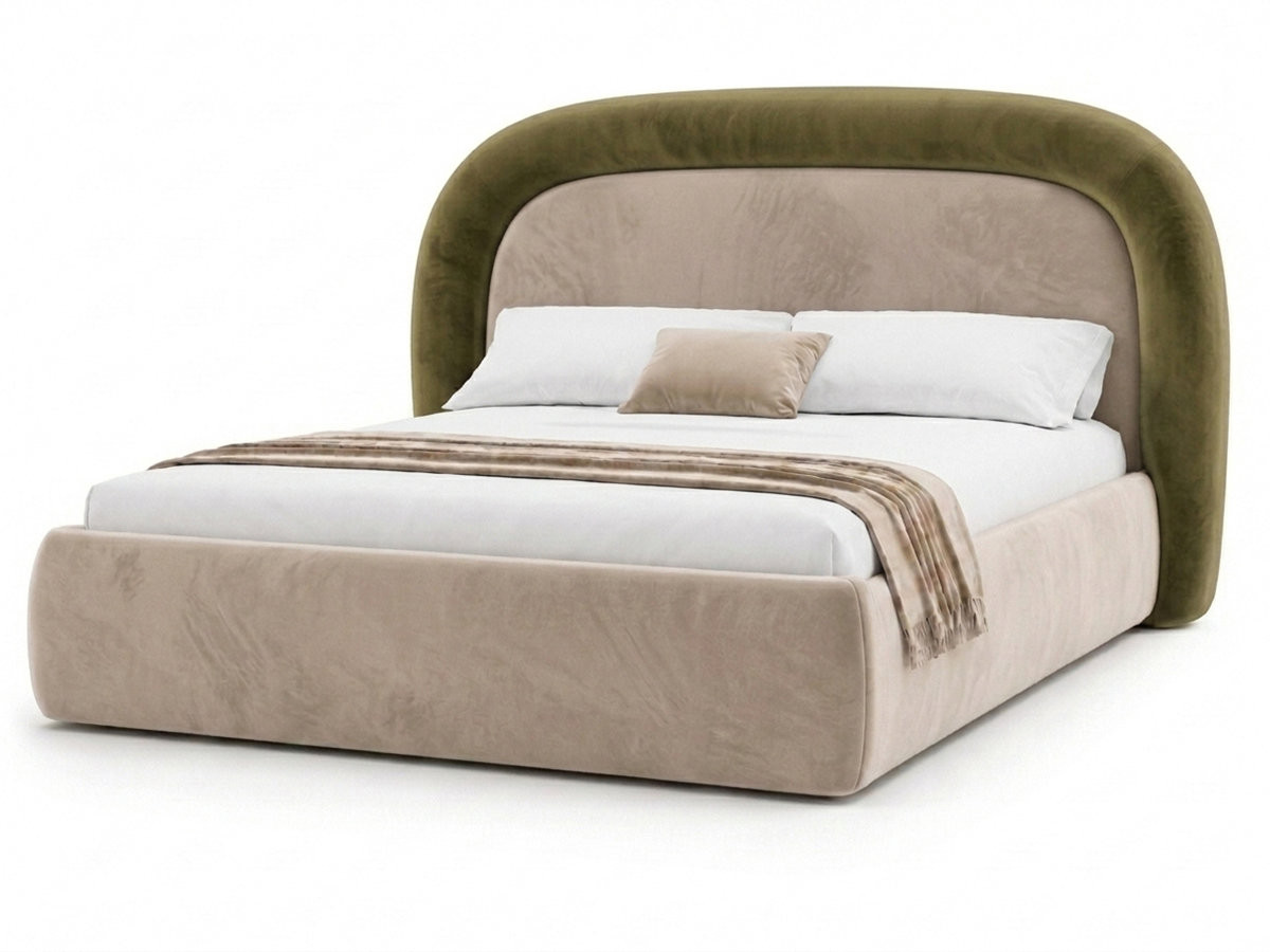 lit coffre simone tissu velours lisse de couleur vert