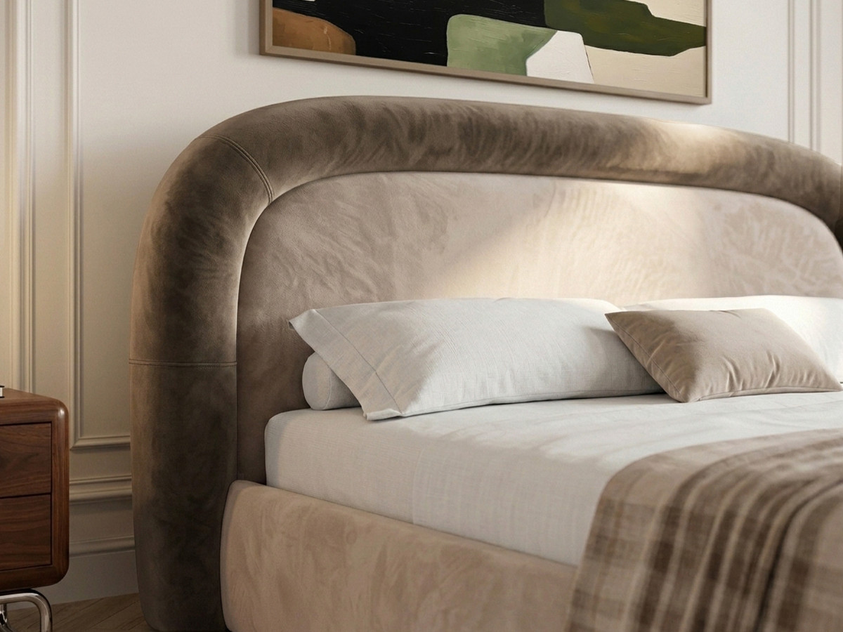 Lit coffre SIMONE tissu velours lisse